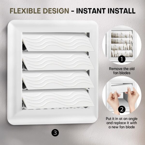 4-Pack White Dryer Vent Cover Replacement, Exterior Exhaust Vent Flaps
