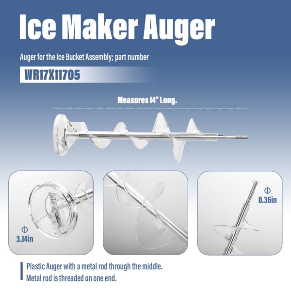 Upgrade Ice Maker Dispenser Auger for GE Refrigerator Replacement Parts WR17X11705 WR17X11939 PS1018130 AP3849786 AP3672963 PS964350 Ice Bucket Auger