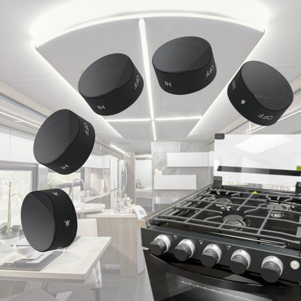 GABEROAD [Upgraded RV Gas Range Oven Knob Replacement Compatible with Greystone Range Oven Gas Stove Knob CF-RV17, CF-RV17B, CF-RV17BB, CF-RV21, CF-RV21B, CF-RV21BB(5pcs) - Image 2