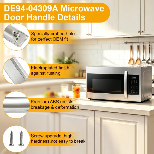 New ME19R7041FS ME17R7021ES Microwave Handle, DE94-04309A Assembly Handle Compitable with Samsung Microwave Oven, Replaces for Samsung Microwave Door Handle ME21R7051SS, Same as OEM Microwave Handle - Image 7