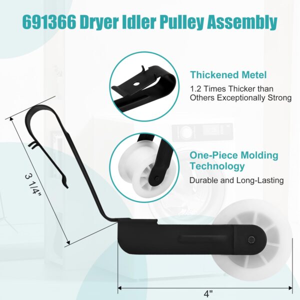 Upgraded 4392065 Dryer Repair Kit Including 691366 Idler Pulley - Image 7