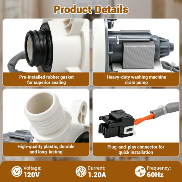 WH23X28418 WH23X24178 WH23X27574 B30-3A02 Washer Drain Pump for ge hotpoint - Image 3
