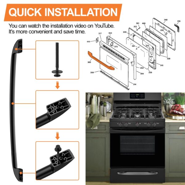 Upgraded WB15X10047 Oven Handle Replacement Compatible with GE Hotpoint Oven Door Handle Replacement(blk) General Electric Range Oven Handle JBP78BB2BB, JBP66BB4WH, JBP26BB3WH, JBP24BB4WH with Screws