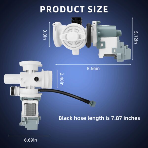 DC97-20621C DC97-20621A OEM Drain Pump Assembly Compatible with Samsung Washer WF45R6300AV/US WF45R6100AC/US WF45R6100AP/US WF45R6100AW/US WF45R6300AW/US WF46BB6700AD/US WF45T6200AW/US WF45M5500AP/A5 - Image 6