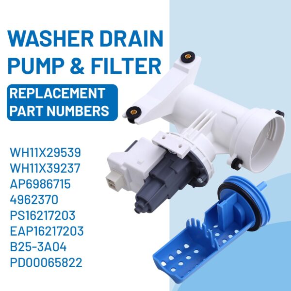 WH11X39237 WH11X29539 Washer Drain Pump for GE GFW550SSN0WW GFW850SPN2RS - Image 2