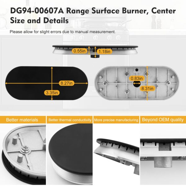 DG94-00607A Range Surface Burner Center Compatible with Samsung NX60A6511SS NX60A6711SS NX60A6111SS NX58K3310SS Range etc. OEM Upgraded Quality DG94-00607A Center Burner - 5 Year War - Image 5