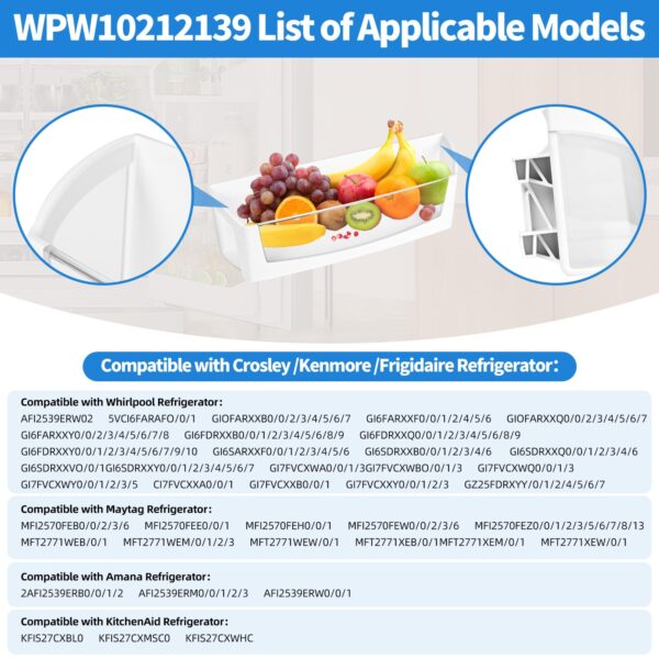 WPW10212139 Refrigerator Door Shelf Bin Compatible with Maytag Whirlpool - Image 2