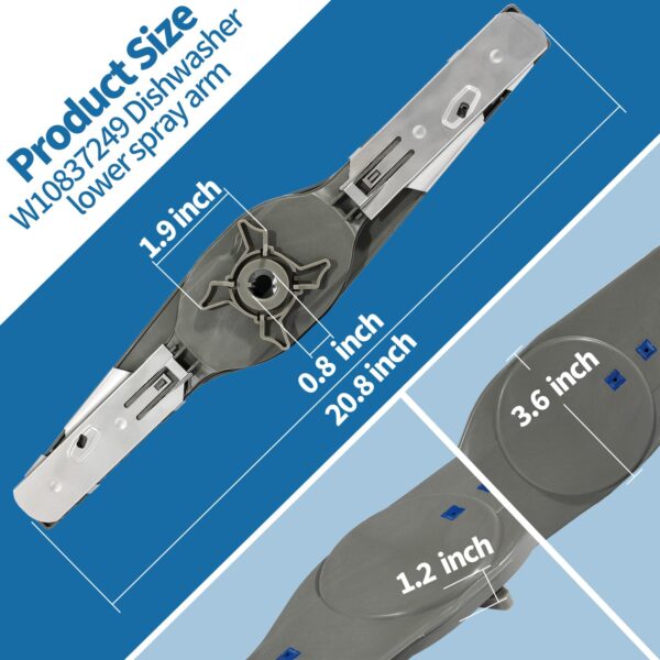 [UPGRADED] W10837249 Dishwasher Lower Spray Arm Replacement for Whirlpool - Image 4