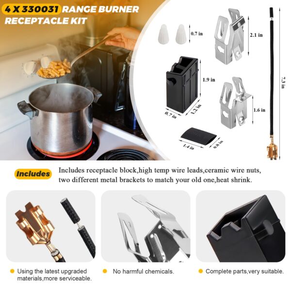2026 MP22YA Electric Range Burner Element Unit Set with 330031 Range Burner Receptacle Kit & 5304430149 5304430150 Porcelain Drip Pan Set for Frigidaire Whirlpool Kenmore Maytag Range Oven - Image 5