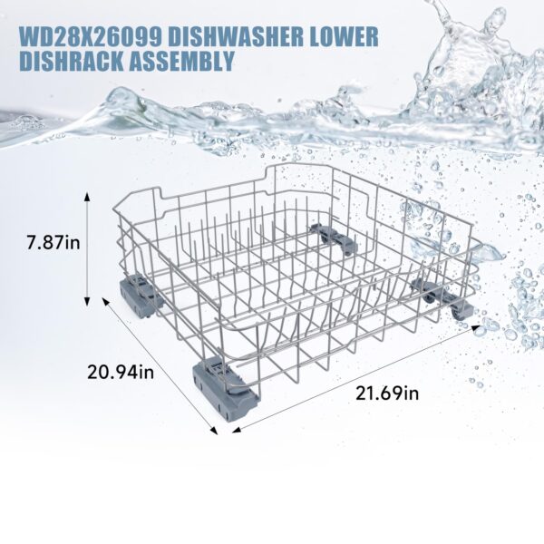 WD28X34744 WD28X26099 Dishwasher Lower Rack Compatible with GE Dishwashers, Replaces WD28X24396, WD28X22659, WD28X28918. Fits Models GDF510PSR3SS, GDF510PSM0SS, GDF510PSMOSS, GDF535PSR0SS, GDF510PSR6SS - Image 4