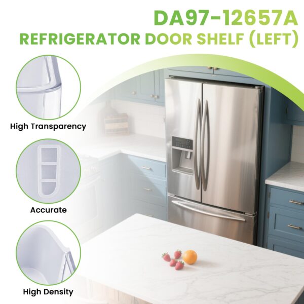 AMI PARTS DA97-12657A (not DA97-12650A) Refrigerator Door Shelf (LEFT) fit for Samsung Refrigerator Parts RF260BEAESR RF261BEAESR RF261BEAESP Replaces AP5621270 DA63-06867 With Cleaning Cloth - Image 3