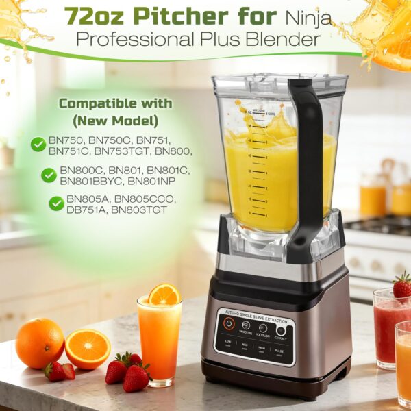 72oz Blender Pitcher Compatible with Ninja BN751 BN801 Blender - Image 5
