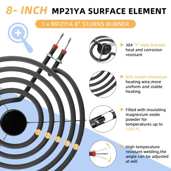 MP21YA Range Burner Element (8 Inch) fit for Whirl-pool May-tag Stove - Image 3
