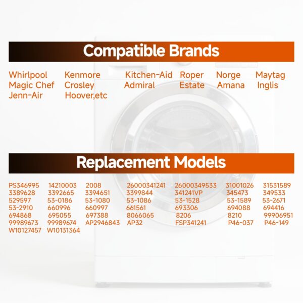 341241 Dryer Drum Belt for Whirlpool, Kenmore Dryer, Replaces PS346995