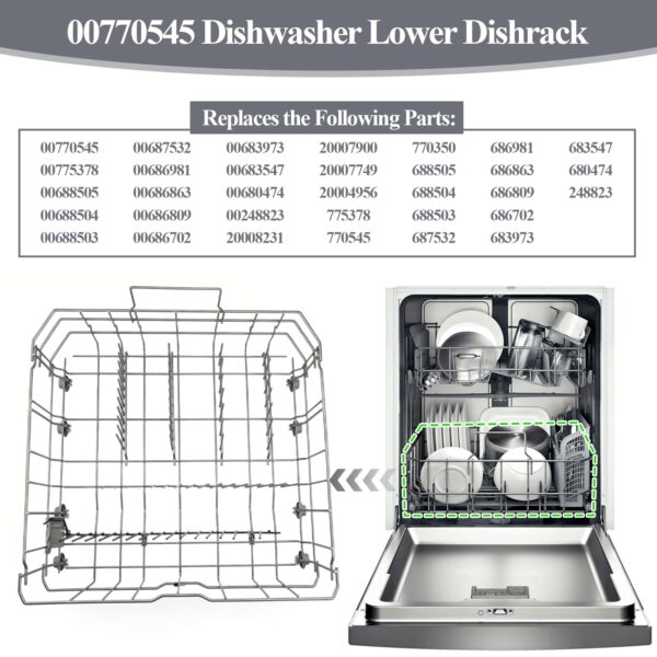 00770545 Dishwasher Lower Dishrack Compatible with Bosch Dishwasher - Image 2