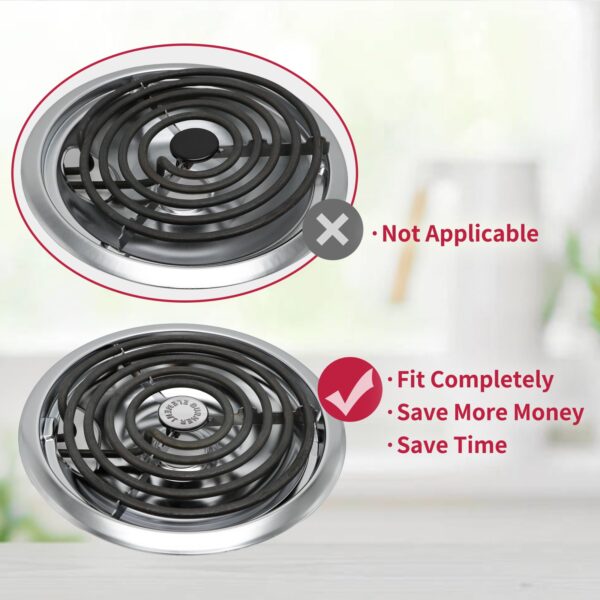 COZZIVITA MP22YA Electric Stove Burner Element Replacement Set & W10290350 W10290353 4 Pack Black Drip Pans - Image 8