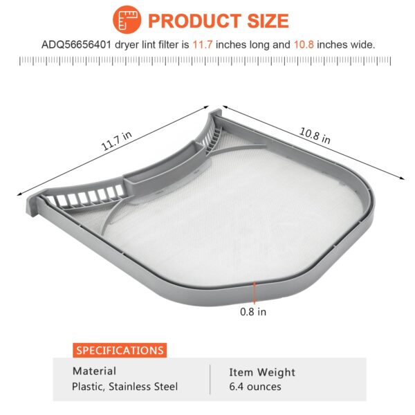 【𝟮𝟬𝟮𝟲 𝘂𝗽𝗴𝗿𝗮𝗱𝗲】ADQ56656401 DLEX3700W DLE3400W DLE3500W Dryer Lint Filters replacement for LG kenmore by Beaquicy-Positively reviewed for sturdiness with UPGRADED STAINLESS STEEL METAL SCREEN - Image 3