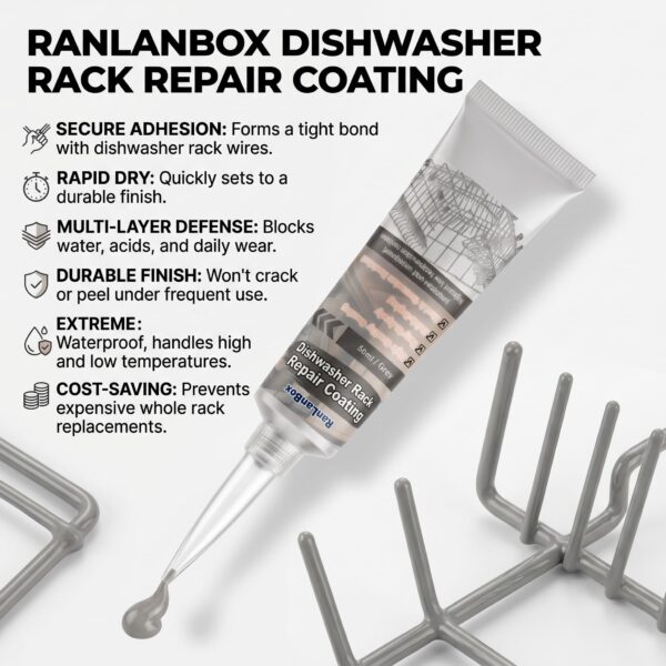 Dishwasher Rack Repair Coating, Gray Vinyl Rack Rust Touch Up Paint Kit - Image 5