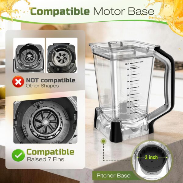 72oz Blender Pitcher Compatible with Ninja BN751 BN801 Blender - Image 4