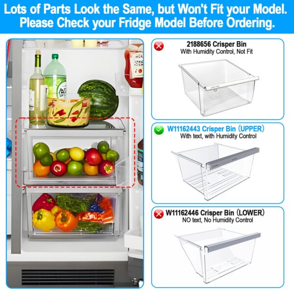 ALVAR W11162443 Refrigerator Crisper Drawer For Whirlpool Fridge Drawer - Image 5