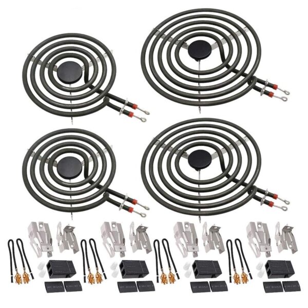 【2026 UPGRADED】MP22YA Electric Range Burner Element Unit Set(2 pcs MP15YA 6" & 2 pcs MP21YA 8") with 4 Pack 330031 Surface Element Receptacle Kit for Whirlpool Ken-more Ranges/Stoves by Beaquicy