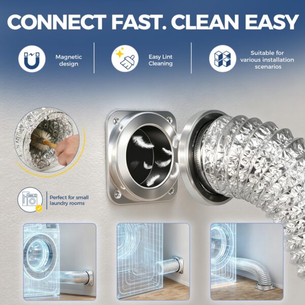 ALORAIR Magnetic Dryer Vent Connector Kit, 4-Inch Quick Connect, DV180 - Image 5
