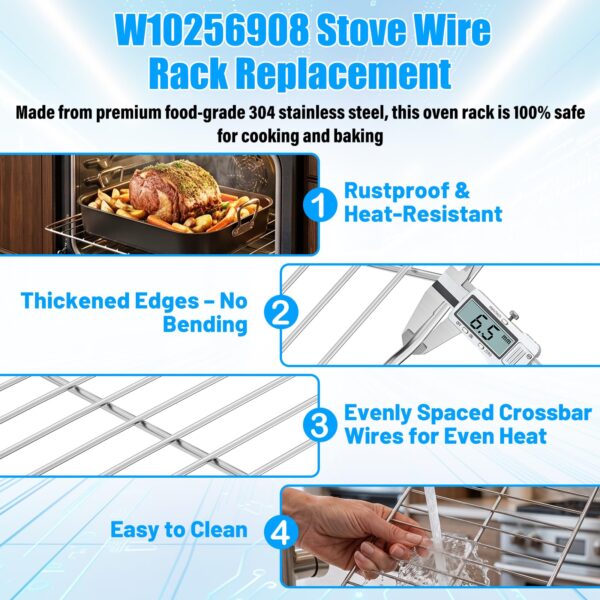 UPGRADED W10256908 Oven Rack For Whirlpool Oven Racks Replacements Range Stove Rack for Amana Kitchenaid Maytag Oven Racks Parts W11520287 W10268578 W10179196 Replacement Oven Racks 24" x 15.75" - Image 4