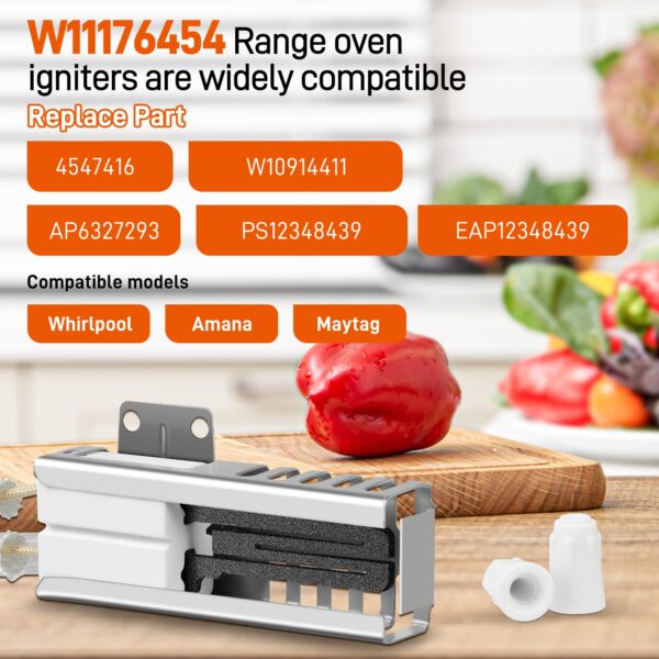Upgrade W11176454 Gas Range Oven Igniter, Oven Igniter Compatible with Whirlpool Maytag Gas Range Oven Burner Igniter Replacement W10914411 4547416 AP6327293 PS12348439 EAP12348439 - Image 5