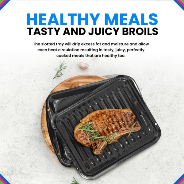 Broiler Pan for Oven Nonstick Porcelain Coated - 16.75” x 12.75” Whirlpool 4396923 Replacement Broiling Pan for Oven With Rack for High-Temperatures - Image 7
