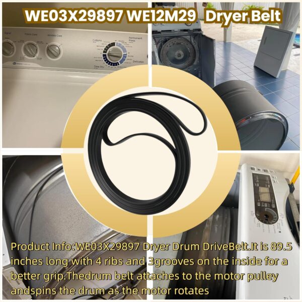 WE03X29897 WE12M29 Dryer Belt Compatible with GE/Hotpoint Dryers - Image 4