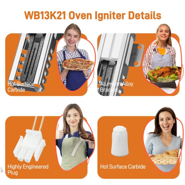 Upgraded WB13K21 Gas Range Oven Igniter Fit for G-E Sam-sung 5303935066 DG94-00520A NX58H5600SS NX58h9500WS Replacement for Ken-more Hot-point Norton-501a WB2X9998 IG9998 Gas Range Oven by BOGDA - Image 6