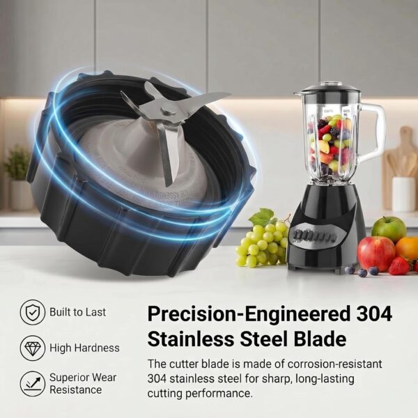 for Black & Decker Blender Replacement Parts Stainless Steel Blender Blade Compatible Blenders BL2020S BL2010WP BL2010BPA with Jar Base Cap and 3 Rubber O Ring Seal Gasket Accessory Refresh Kit