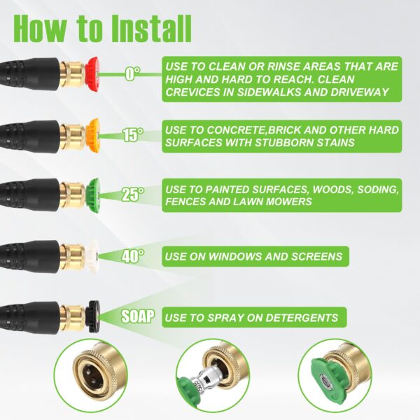 PWACCS Pressure Washer Gun and Hose Kit, 25 FT Power Washer Hose Wand - Image 4