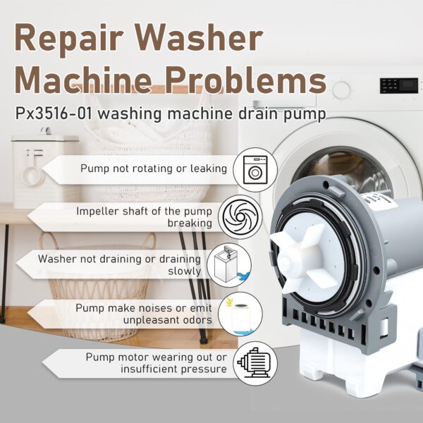 PX3516-01 Washer Drain Pump for Samsung DC31-00054D DC31-00187A WF45T6000AW - Image 7