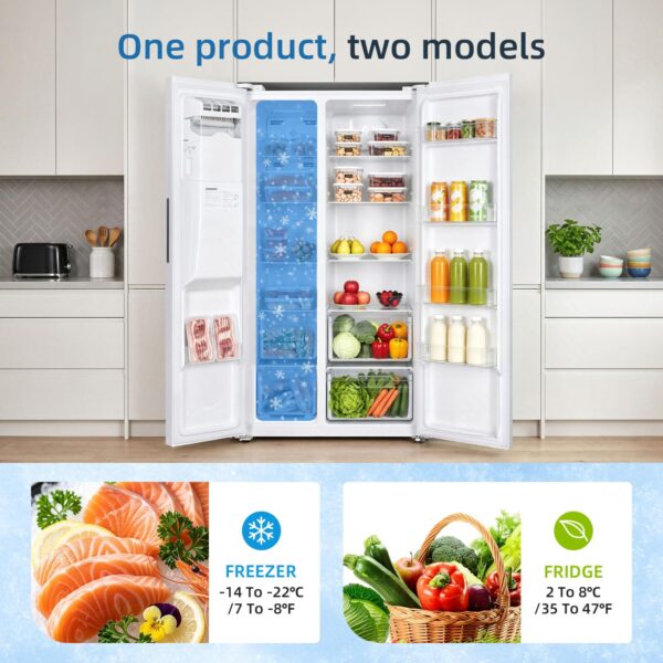 Antarctic Star 18.1 Cu.Ft 2 Door Freezer Refrigerator,with Ice making and water dispenser,powerful LED light,for Kitchen,Dorm and Office,Silver - Image 5