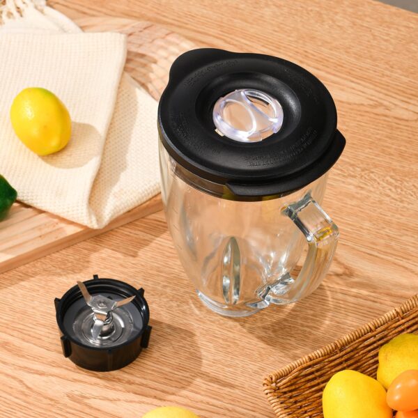 6 Cup Blender Glass Jar with Blade,Including 1 glass jar with lid 1 4fins blade 1 blender jar base 3pcs seal gasket. Replacement Parts for Oster Osterizer (NOT fit Pro, Master or Versa models) - Image 3