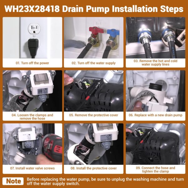 WH23X28418 WH23X24178 WH23X27574 B30-3A02 Washer Drain Pump for ge hotpoint - Image 2