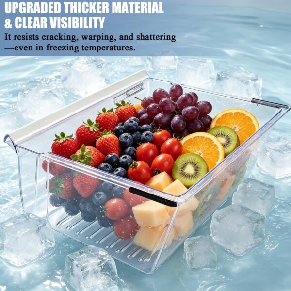 2188656 Crisper Bin (Upper) Replacement for Whirlpool Refrigerator, Refrigerator Drawers, Kenmore Whirlpool Fridge Crisper Drawer Replacement Part WP2188656, 2188656, Thicker, Clear - Image 3
