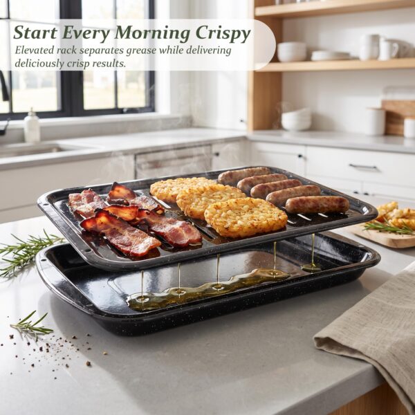 Broiler Pan & Roasting Rack Set Griddle Pan,Oven Safe Tray with Slotted Rack Grill Pan for Healthy Oven Meals Heat Resistant PFOA & PTFE Free Dishwasher Safe - Image 5