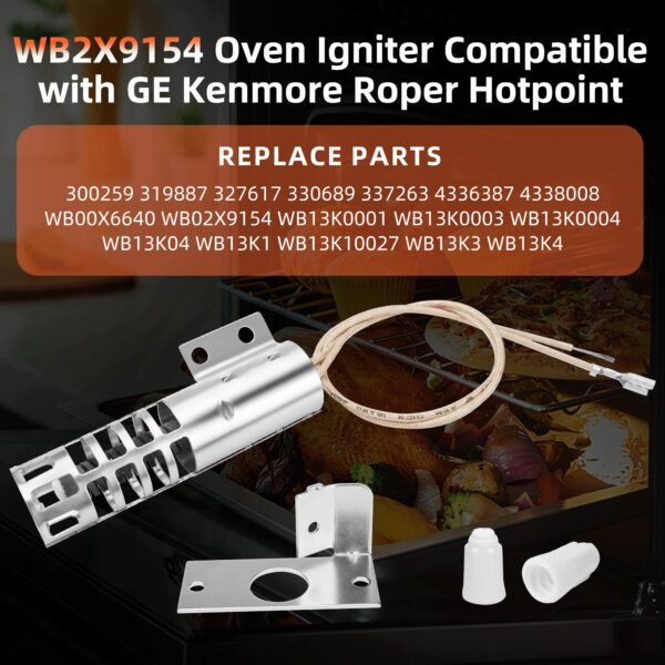 Upgraded WB2X9154 XL44 Oven Igniter Replacement for GE Round Gas Stove Range Igniter WB02X9154 WB13K10027 WB13K (3-1/2 Inches long 120V 2.5-3.0 A) by APPLIANCEMATES - Image 2