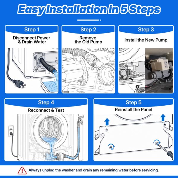 WH23X28418 Washer Drain Pump Compatible with GE Hotpoint Replacement - Image 3
