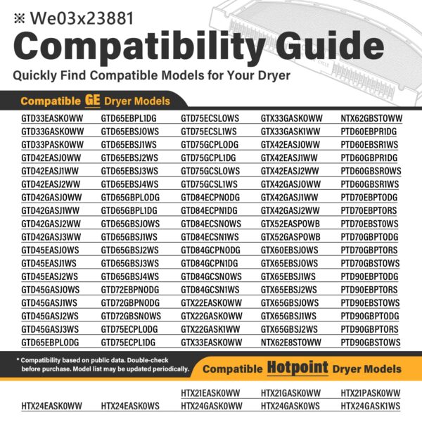 WE03X23881 Filter Replacement for GE Dryer Lint Trap Replacement with Cleaning Brush for GE GTD65EBSJ3WS GTD33EASK0WW GTD42EASJ2WW GTD42GASJ2WW GTD45EASJ2WS Replaces PS11763056 Trap Screen 2 Packs - Image 4