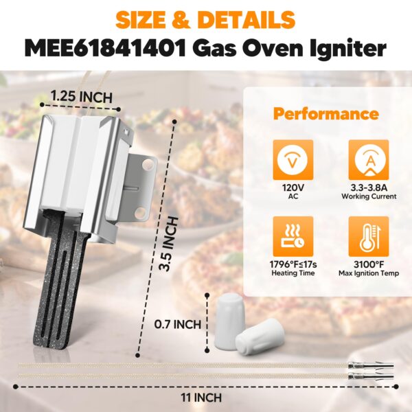 MEE61841401 Gas Range Oven Igniter Replacement Fit for LG Gas Stove (LRG, LSS, LDG, LSG, LTG Series), Replaces MEE61841403 MEE63084901 MEE61841401 Oven Burner Igniter, Flat Glow Bar, By NISHCON - Image 4