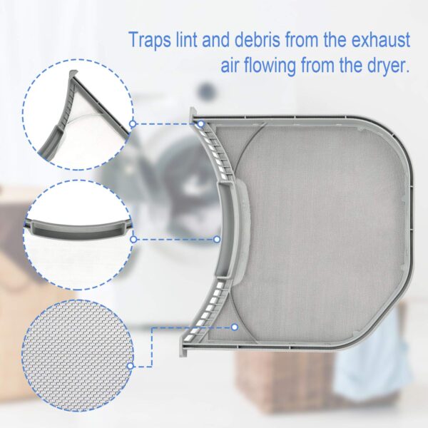ADQ56656401 Dryer Lint Filter Upgraded Stainless Steel Mesh Screen for LG ADQ566564 and Ken-more Elite Dryer Lint Screen Replacement with Clothes Dryer Lint Vent Trap Cleaner Brush Part #PS3531962 - Image 5