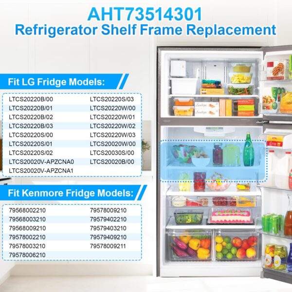 UPGRADED AHT73514301 Glass Shelf Compatible with LG Refrigerator Glass Shelf PS7788910 Kenmore LG Refrigerator Shelf Replacement LTCS20030S LTCS20020S LTCS20220B LTCS20020W LTCS20220S LG Fridge Shelf - Image 2
