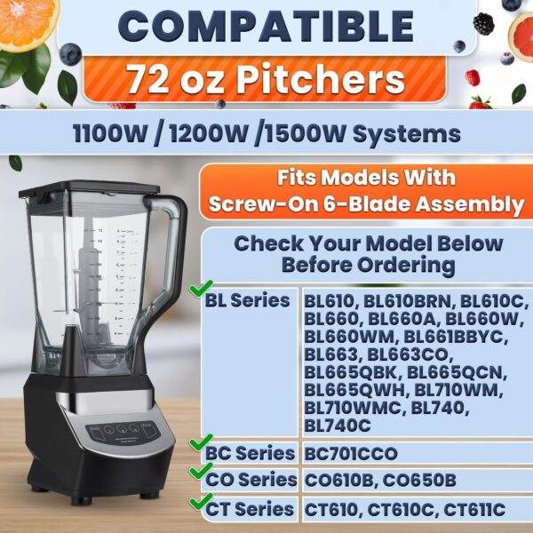 Blender Blade Replacement for 72 Oz Pitcher, Stainless Steel - Image 6