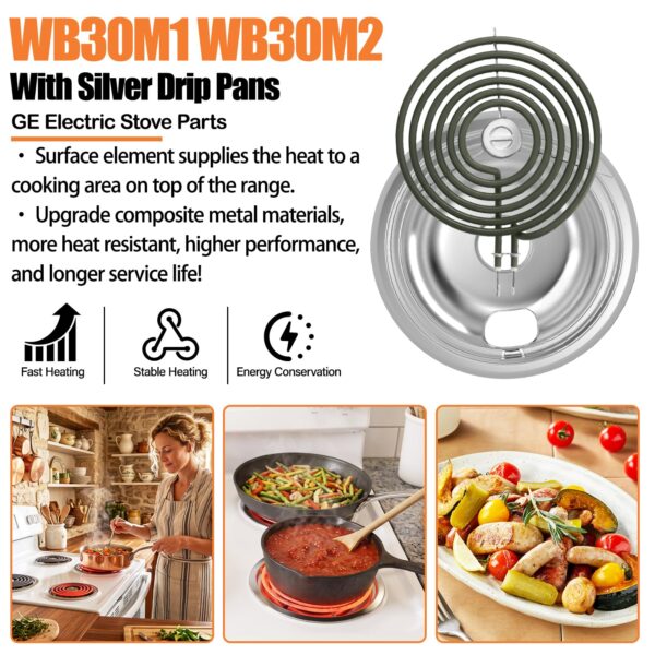 Upgraded GE Drip Pans And WB30M1 WB30M2 GE Stove Burner Replacement Element