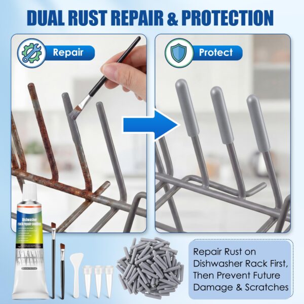 Avenuebool 1.7oz Dishwasher Rack Repair Coating,100pcs Tine Prong Caps - Image 5