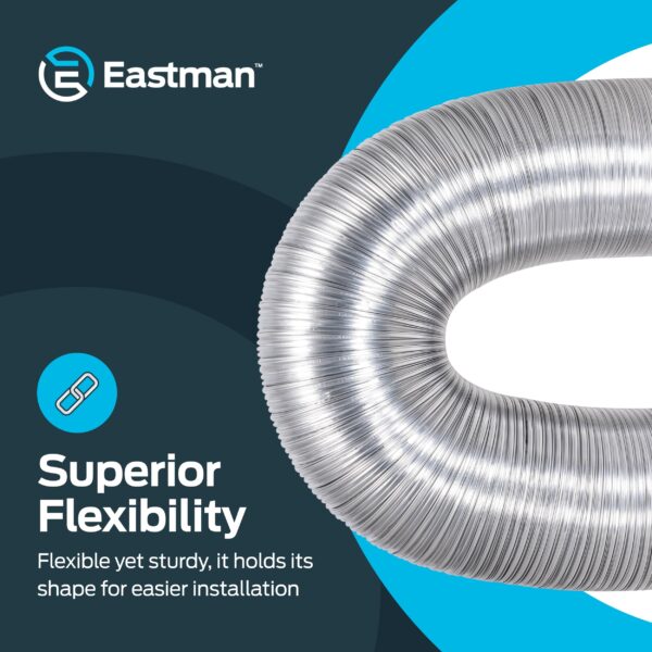 Eastman 8 Foot ArmorFlex Dryer Vent, Flexible Aluminum Duct with Clamps, Semi-Rigid, 69028 - Image 7