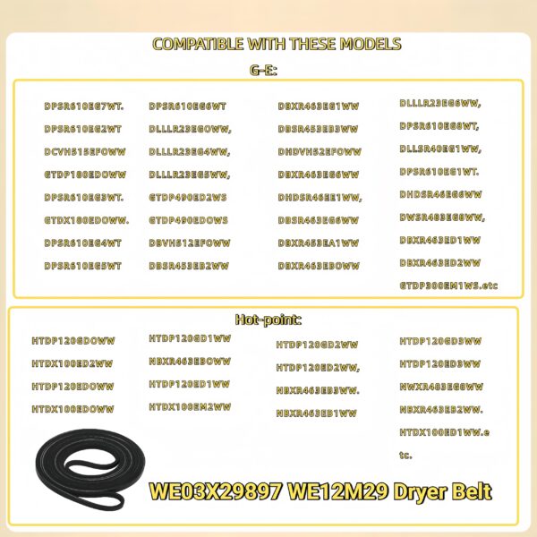 WE03X29897 WE12M29 Dryer Belt Compatible with GE/Hotpoint Dryers - Image 2